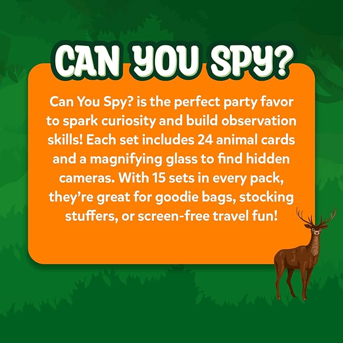 Skillmatics Party Favors (Pack of 15) - Can You Spy Animals Card Set, Search & Find Game for Kids, Goodie Bag Toy & Educational Gift for Girls & Boys Ages 4, 5, 6, 7