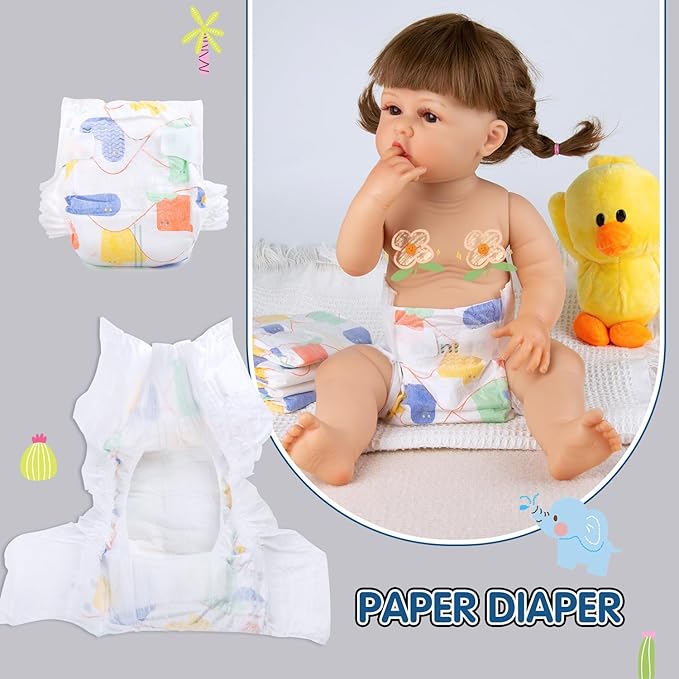 12 Pcs Reborn Baby Doll Clothes Set for 17-22 Inch Babydolls, Elephant Reborn Baby Doll Accessories and Clothes with Plush-Finish Backpack and Elephant Set for Realistic Babydolls Girls, Blue, White