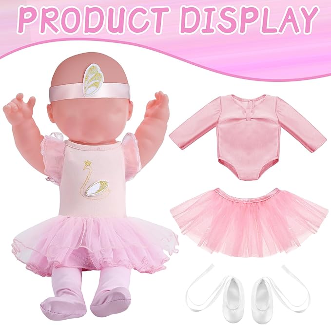 Kajaia 8 Pcs Doll Clothes 18 Inch Doll Clothes and Accessories Dress Flip Flops Hat Outfit Swimsuit Accessories for 18 Inch(Ballet)