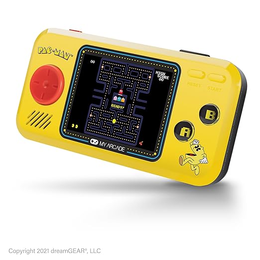 My Arcade Pocket Player Handheld Game Console Pac-Man, Pac-Panic, Pac-Mania, Collectible, Full Color Display, Speaker, Volume Controls, Headphone Jack, Battery or Micro USB Powered - Electronic Games