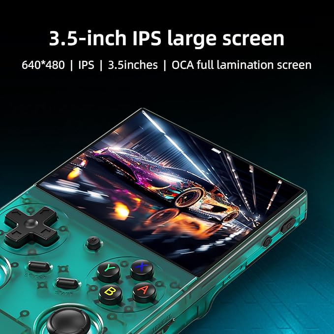 Classic up Retro Handheld Game Consoles with Linux 64GB Card 4353 Games 3.5-inch IPS 3200mAH Battery Support 30+ Simulators WiFi Bluetooth HD Output Gift for Teen or Partner - Transparent Teal