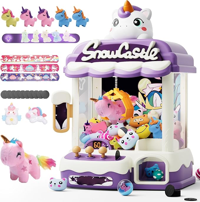 Skirfy Large Claws Machines 12'' for Kids Adults,Girls Unicorns Toys,Candy Grabber Prize Dispenser 15 Stuffeds Toys,Electronic Arcades Game Christmas Thanksgiving Birthday Gifts for Age 6-12
