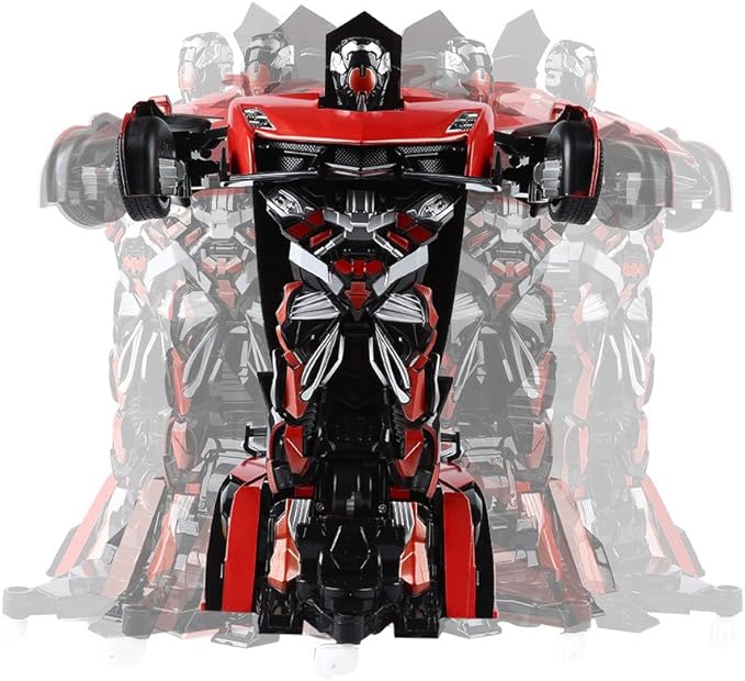 SainSmart Jr. Remote Control Car, Transform Robot RC Cars for Kids Toys, 1:14 Scale Car with One-Button Deformation, 360°Drifting, and Realistic Engine Sound, Gifts for Boys Girls Aged 8+, Red