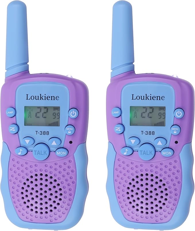 Walkie Talkies for Kids 22 Channels 2 Way Radio Toy, Toys for 3-12 Year Old Boys Girls, with Backlit LCD Flashlight, 3 Miles Range for Outside, Camping, Hiking (1 Pair, Purple Blue)