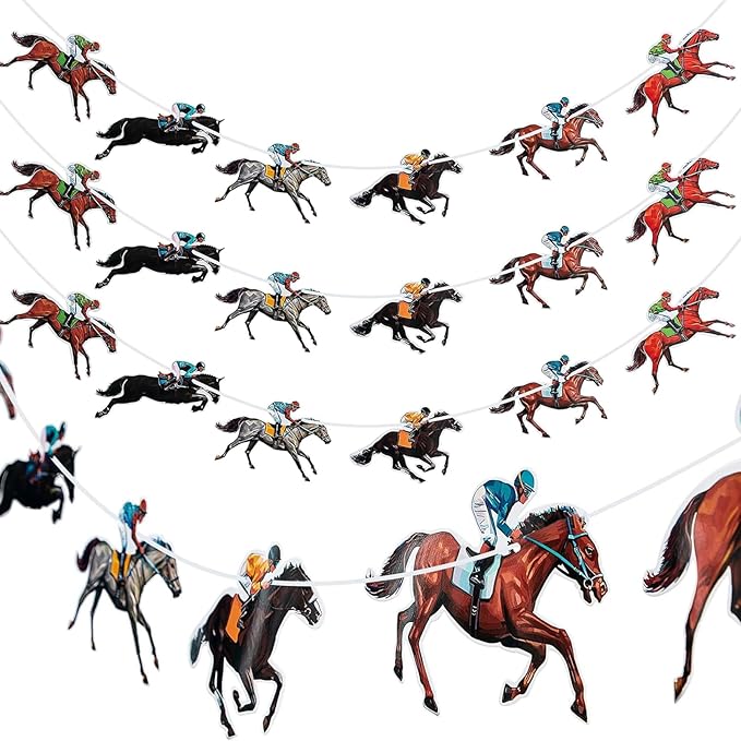 Derby Day Decorations Horse Racing Party Banners Party Supplies Horse Racing Garland Streamers Decorations, Pre-assembled