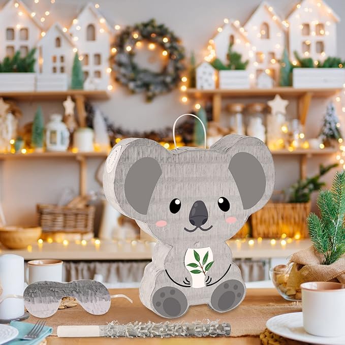 Koala Piñatas for Birthday Party Safari Animal Piñata with Stick, Blindfold, Confetti for Adults Birthday Baby Shower Party Supplies