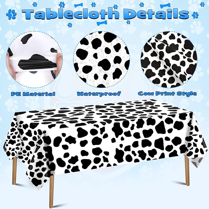 Winrayk 156Pcs Dog Paw Birthday Party Decorations Supplies for Boys Kids Teen, Blue Paw Print Balloon Arch Kit & Backdrop & Tablecloth & Dog Bone Foil Balloons, Puppy Theme Birthday Party Decorations