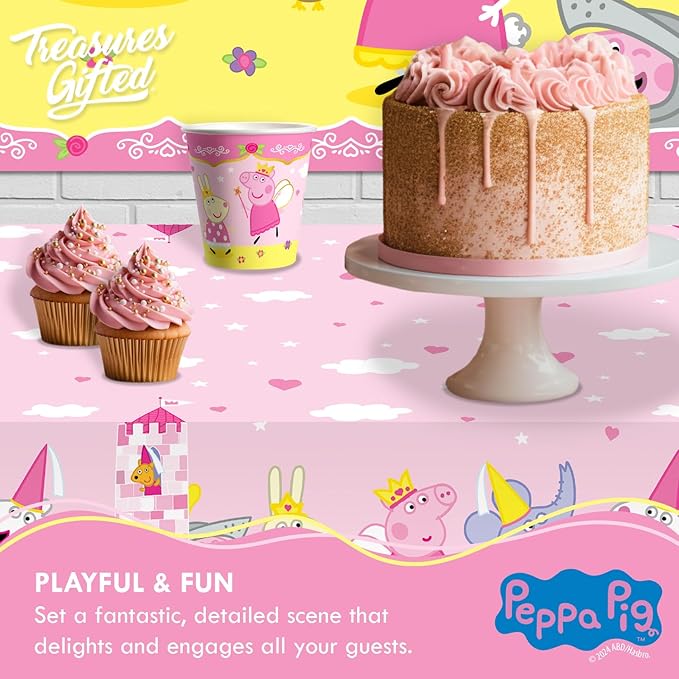 Treasures Gifted Officially Licensed Princess Peppa Pig Birthday Decorations - Pack of 3 Tablecloth - Large Rectangular Table Cover 54in x 108in - Peppa Pig Party Supplies