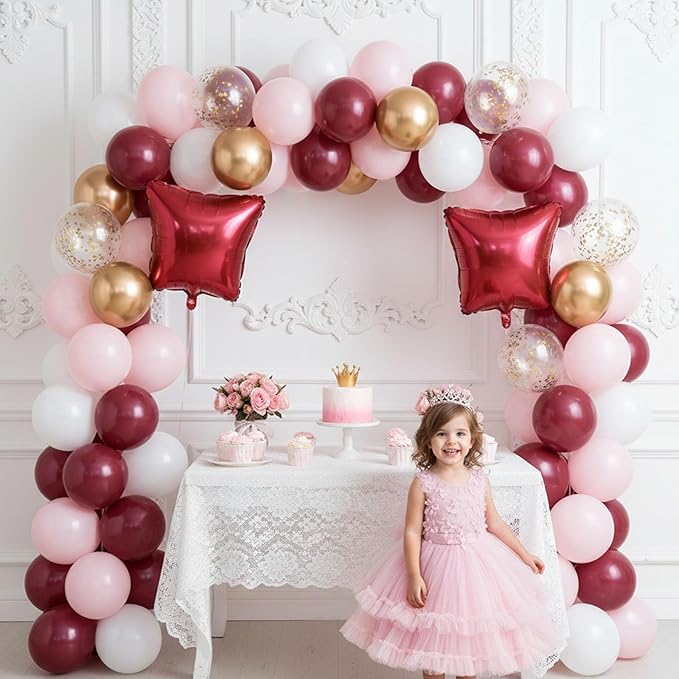 LovesTown 110PCS Burgundy Balloons, Burgundy Latex Balloon for Birthday Baby Shower Graduation Engagement Anniversary Wedding Party Supplies Garland Arch Decoration,12 Inches