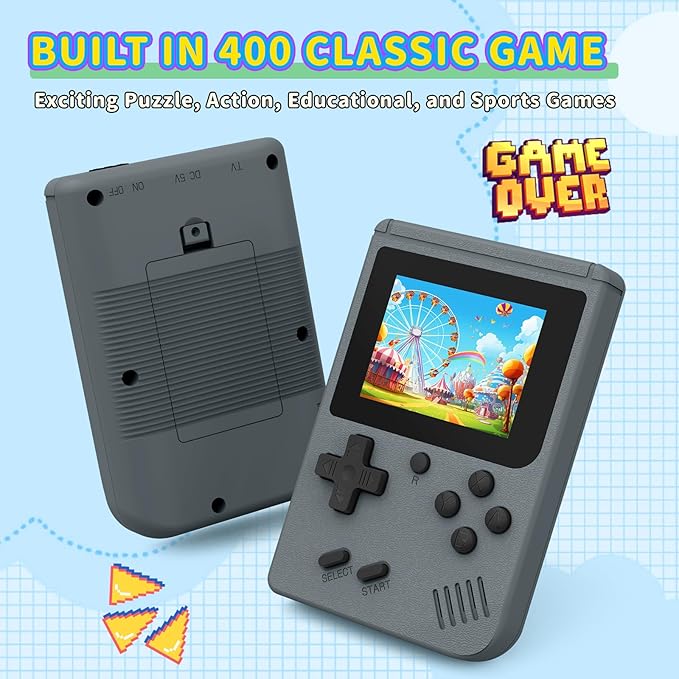 Retro Handheld Games Console Built-in 400 Video Games, Portable Handheld Emulator with 3.0 Inch Screen, Mini Travel Retro Gaming Consle (Gray)