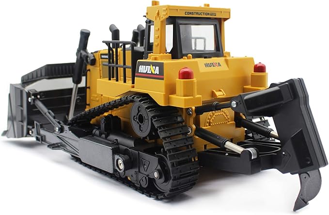 fisca Remote Control Bulldozer RC 1/16 Full Functional Construction Vehicle, 2.4Ghz 11 Channel Dozer Front Loader Toy with Light and Sound for Kids Age 6, 7, 8, 9, 10 and Up Years Old