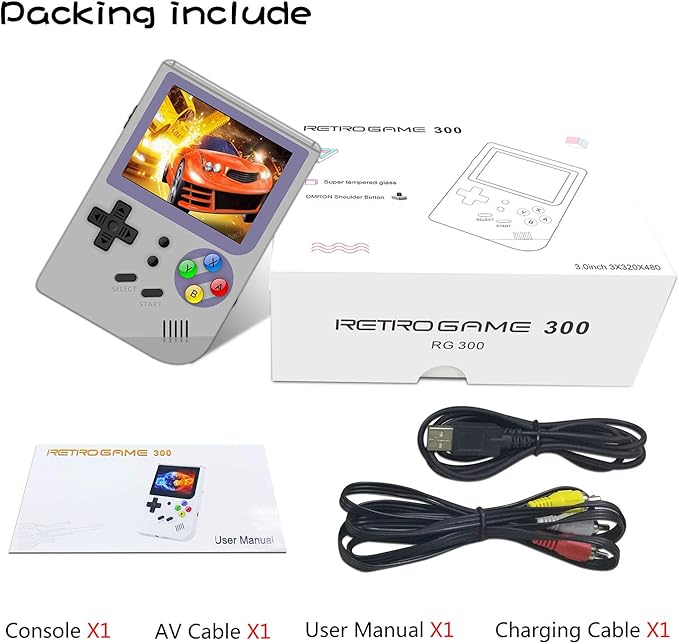 RG300 Handheld Game Console - Retro Portable Device With 64G TF Card, 5000 Classic Games, 2.8 Inch Full View IPS Screen