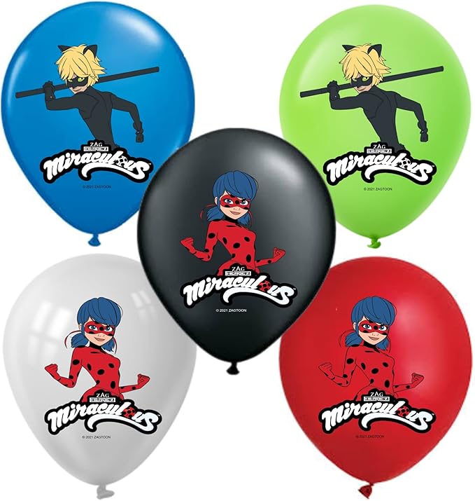 Miraculous Ladybug Cat Noir 12" Birthday Party Balloons 25 Pcs | Premium Latex for Miraculous Ladybug Party Supplies and Decorations by Vision E.D.