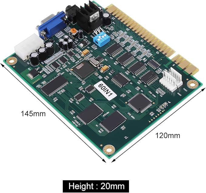 Jeanoko Jamma 60 In1 Multicade Board Cga Vga Output for Game Machine 19×18×2 Classical Video Game 60 in 1 Electronic