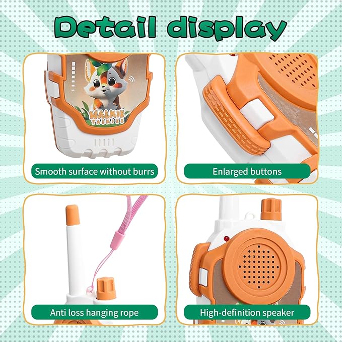 COUOMOXA Walkie Talkies Electronic for Kids: 2 Pack 2000FT Long Range Coverage - Outdoor Toys for Kids Age 3-12 Camping Hiking Backyard Trips - Birthday Gift for Boys Girls