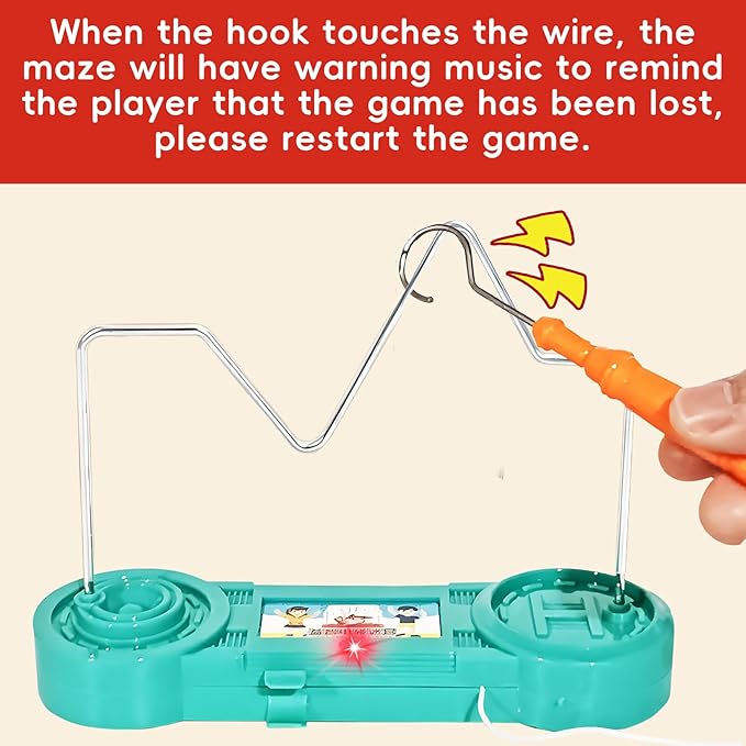 Electric Maze Game for Kids, Brain-Boosting & Fun Challenge Toy, Bright Color Collision Maze with Electric Shock, Engaging Family Game, Safe and Exciting for Children(Green Mountain)