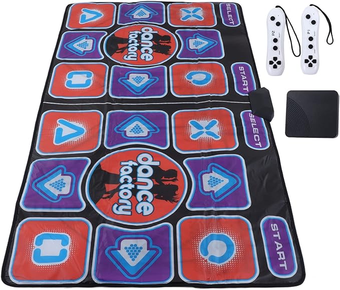 Double Player Dance Mat, PC USB Dancing Mat Compatible for PC AV Video Game, Musical Electronic Dance Mat Pad Blanket Gifts Toys for Kids, Adults, Plug