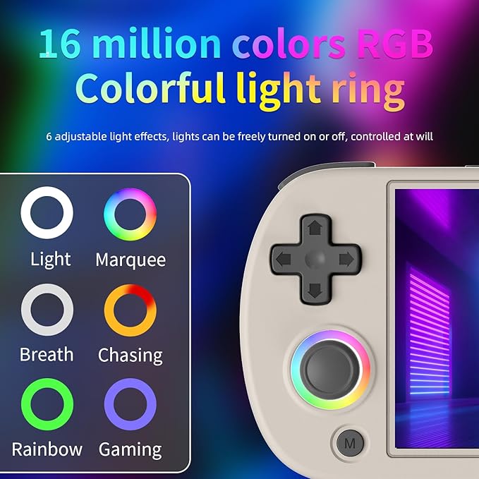 RG40XX H Retro Handheld Game Console 4-inch 640*480 IPS Screen 3200mAh Built-in 64G TF Card Supports Multiple Simulators Linux System with Screen Protector (Gery-64G)