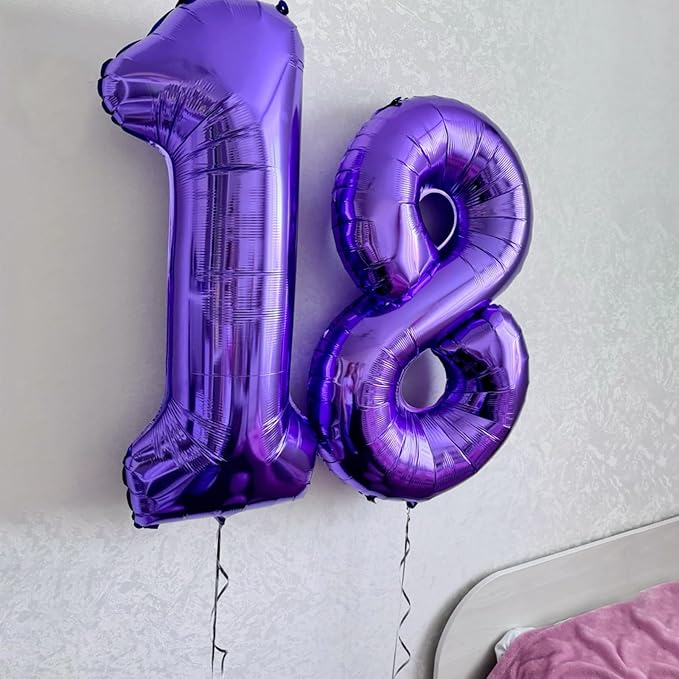 40 Inch Purple Number 21 Digital Balloon,Jumbo Mylar Foil Helium Balloon for 21 Balloons for Birthday Party,Wedding Anniversary Party Decorations