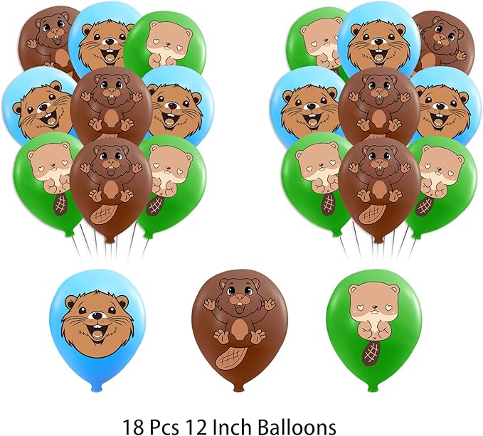 Beaver Party Decorations Beaver Birthday Party Supplies Includes Beaver Birthday Banner Cake Topper Cupcake Toppers Balloons for Birthday Decorations Canada Party Decorations