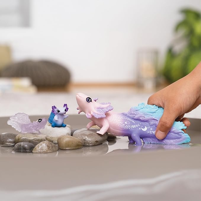Schleich Bayala - 3PC Colorful Axolotl Figurine Toy Set - Mermaid Mythical Creature Playset for Girls and Boys - Cute Undersea Fairy Salamander Figures - Fantasy Animal Toys for Kids Ages 5+ | 42628