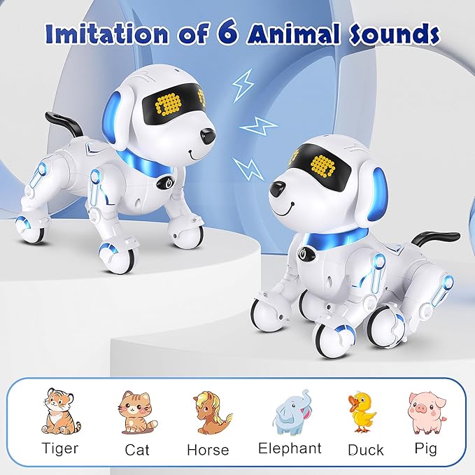 Robot Dog Remote Control Robot Toys with Sing Dance, Easter Toy Kids Toy, 17 Functions E Interactive Dog for 6+, Programmable Smart Interactive Robotic Pets