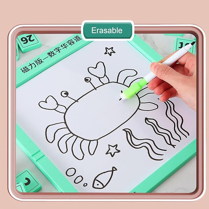Slide Puzzle Number Toy, Magnetic Counting Educational Game, Interactive Doodle Board with Pen, Fun Learning Activity for Kids, Boys Girls Teens, Travel Easter Christmas Holiday Entertainment Tool