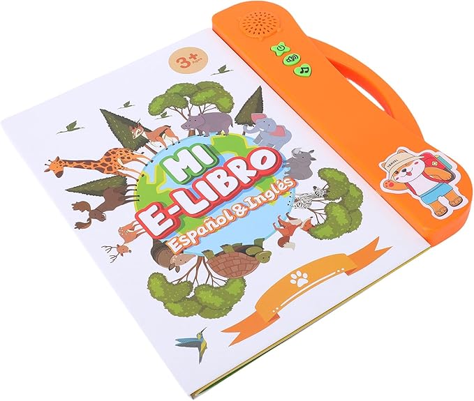 JTLB Interactive Bilingual Learning Book with Electronic Bilingual Toy for Kids, Spanish English Talking Book for Early Learners