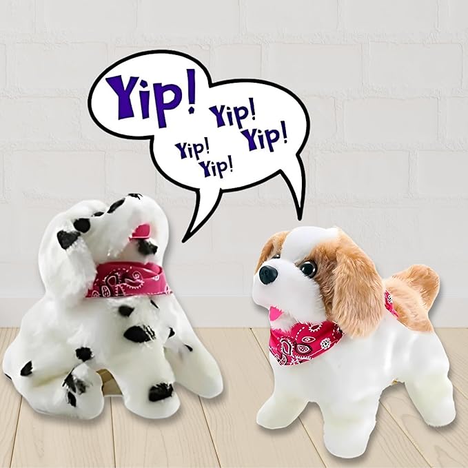 Haktoys 2-Pack Flip Over Puppy Battery Operated Somersaulting, Walking, Sitting, Barking Plush Cute Little Toy Dog Great Gift for Animal and Pet Loving Toddlers and Kids