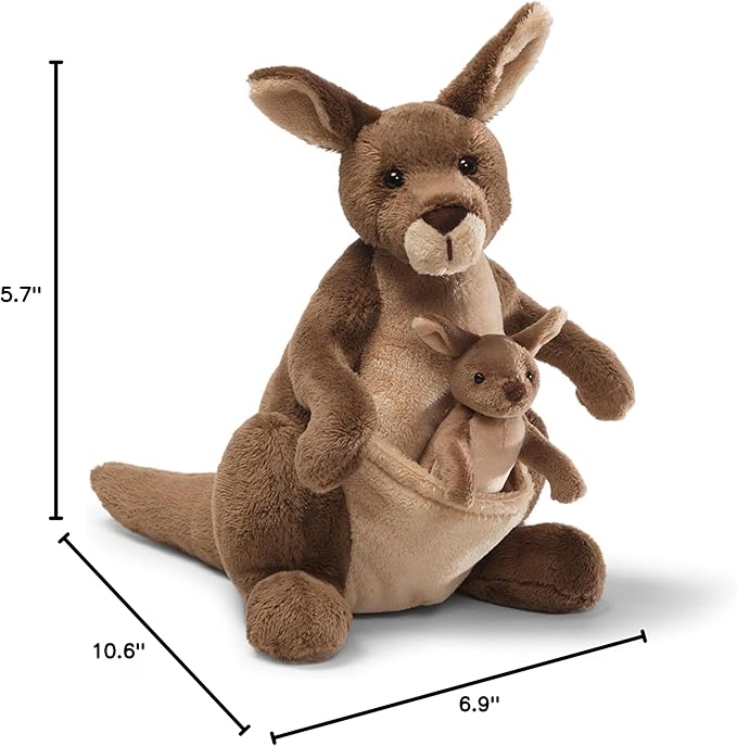 GUND Jirra Kangaroo with Removable Joey Plush, Stuffed Animal for Ages 1 and Up, Brown, 10”