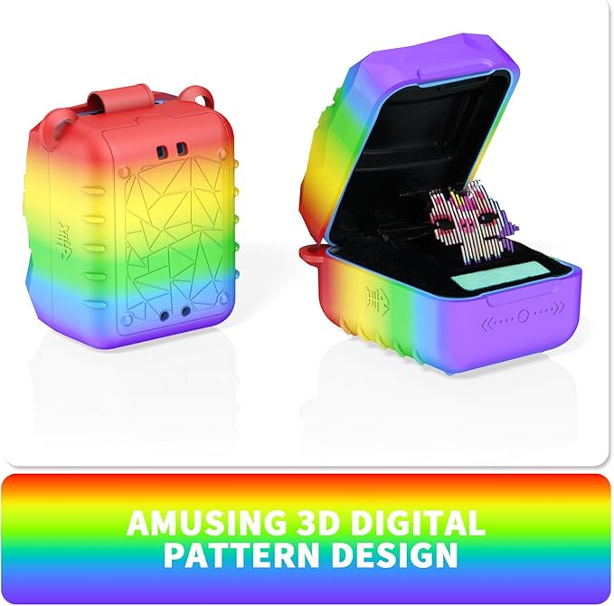 Soft Silicone Case for Bitzee Magicals Interactive Toy Digital Pet, Shockproof and Protective Carrying Case for Bitzee Magicals Virtual Electronic Pets with Lanyard (Rainbow)