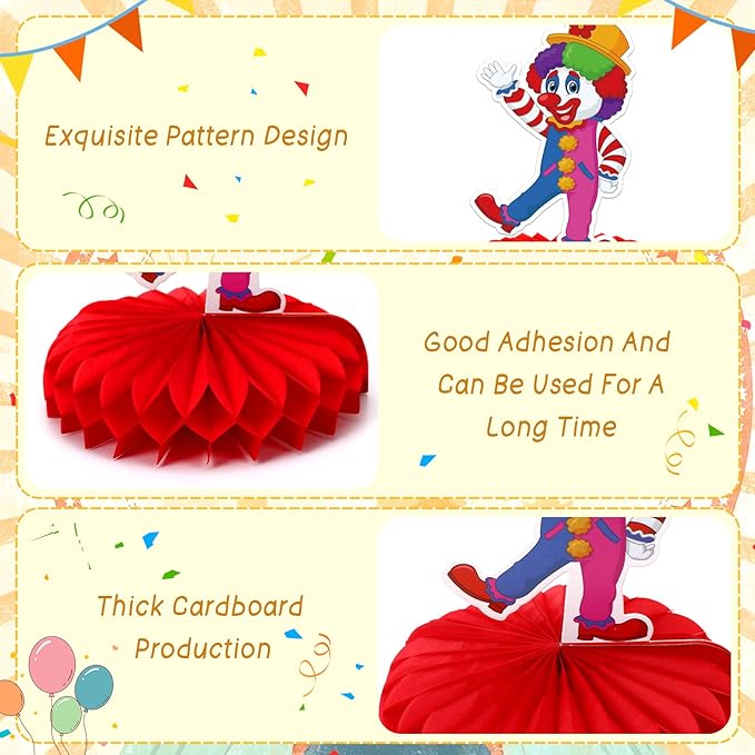 10PCS Carnival Honeycomb Centerpieces Circus Theme Party Decorations for Table Carnival Table Centerpieces for Circus Birthday Holiday Party Decorations