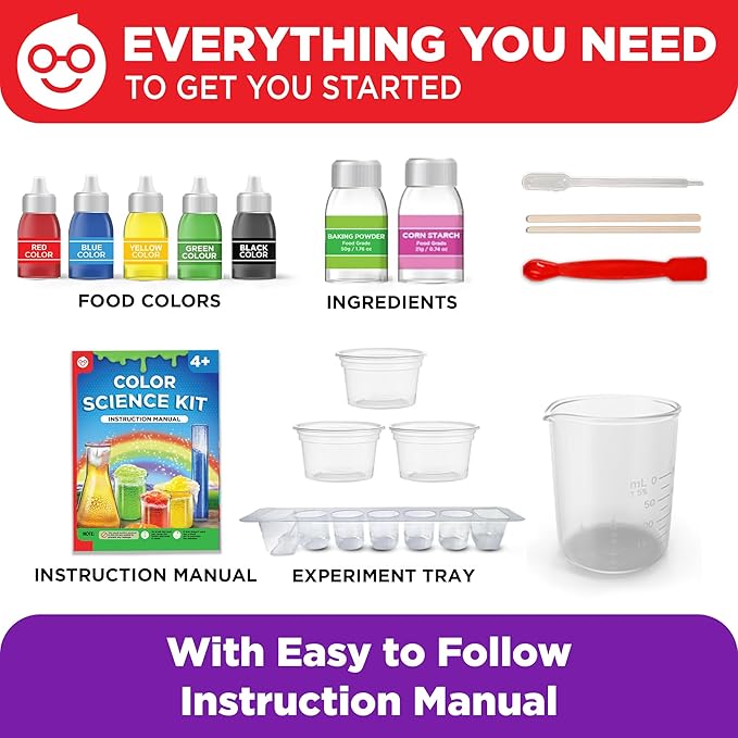 Doctor Jupiter Color Science Kit for Kids Ages 4-5-6-7-8 | Easter, Birthday Gift Ideas for 4+ Year Old Boys & Girls | Toy Stem Kit with 10 Experiments | Preschool Learning & Educational Projects