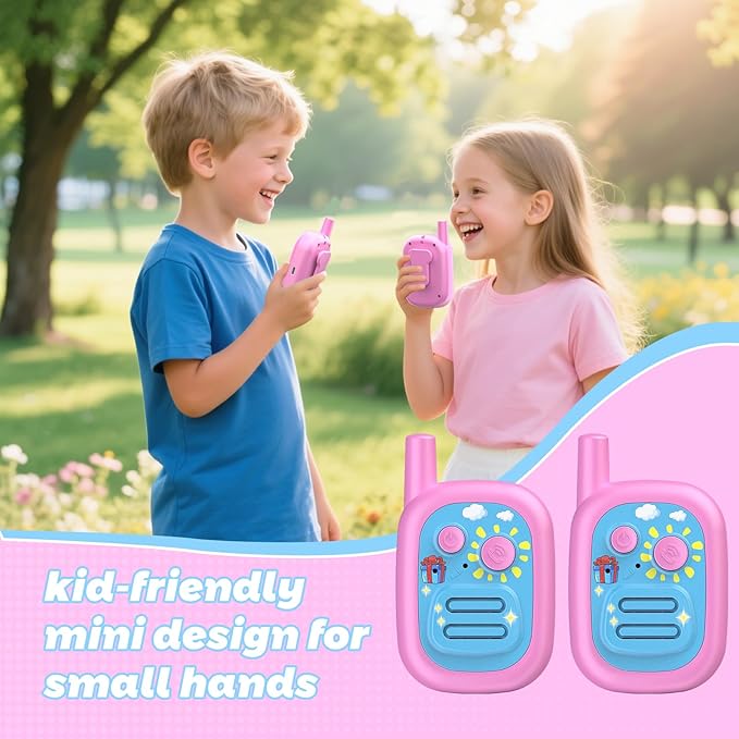 Walkie Talkies for Kids 3 Pack,3 Miles Family Walky Talky Children Radio Long Range,22 Channels Kids walkie talkies with VOX Function,3-12 Years Old Boys Girls Xmas Birthday (Pink 001)