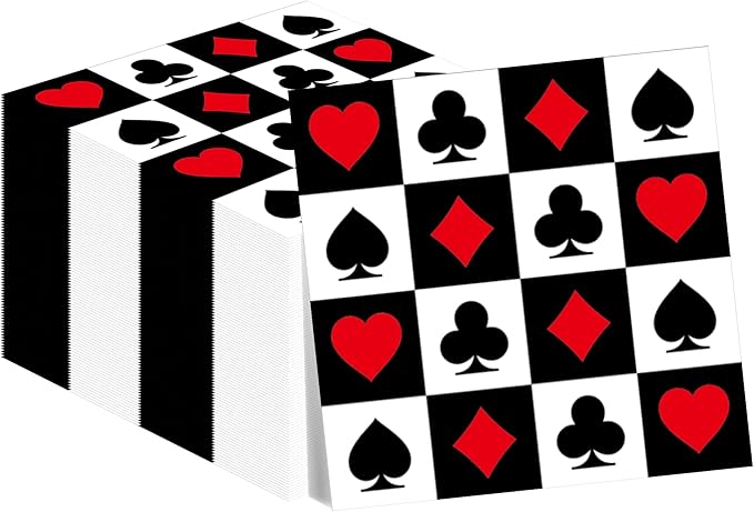 40Pcs Casino Poker Card Party Napkins Las Vegas Theme Party Paper Napkins Disposable Party Napkins Set Texas Holdem Paper Luncheon Napkins Casino Poker Card Theme Party Supplies