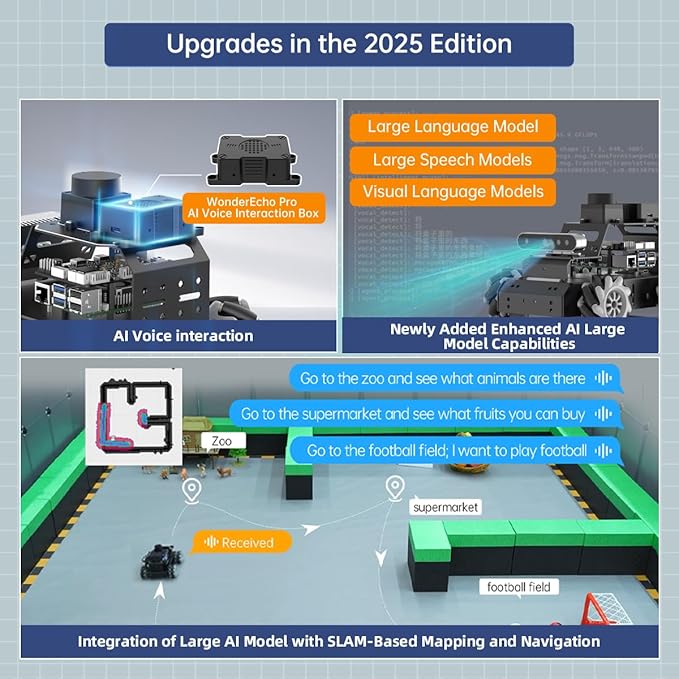HIWONDER Robot Car with ChatGPT Large AI Models, 3D Depth Camera Mecanum-Wheel Chassis ROS2-HUMBLE Lidar SLAM Mapping Navigation Autonomous Driving, MentorPi M1 Advanced Kit with Raspberry Pi5 8GB