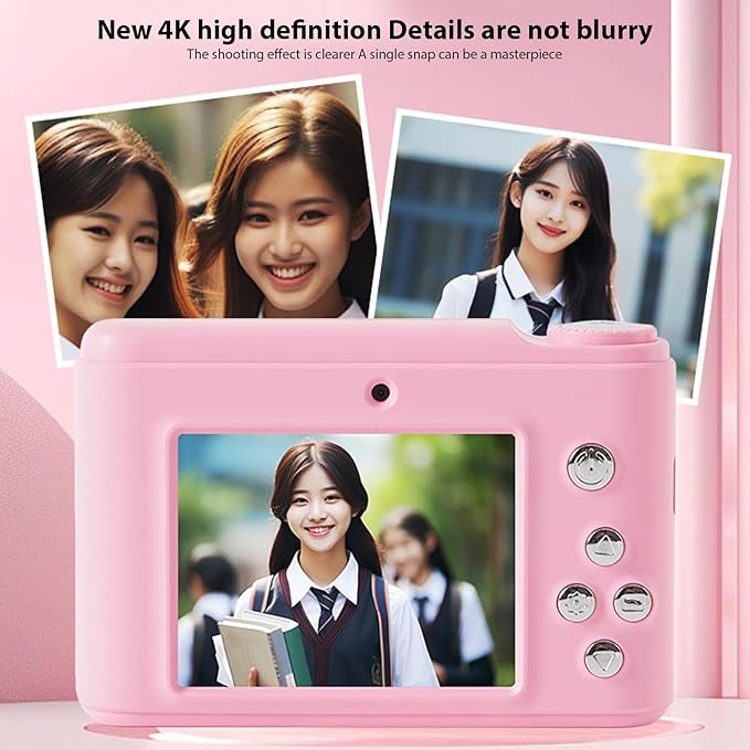 720P Electronic Camera for Children 48MP Photo 4K Video Registering Scratch Immune Display 16X Enlarge Multiple Color Sieves Electronic Toy Camera Gift