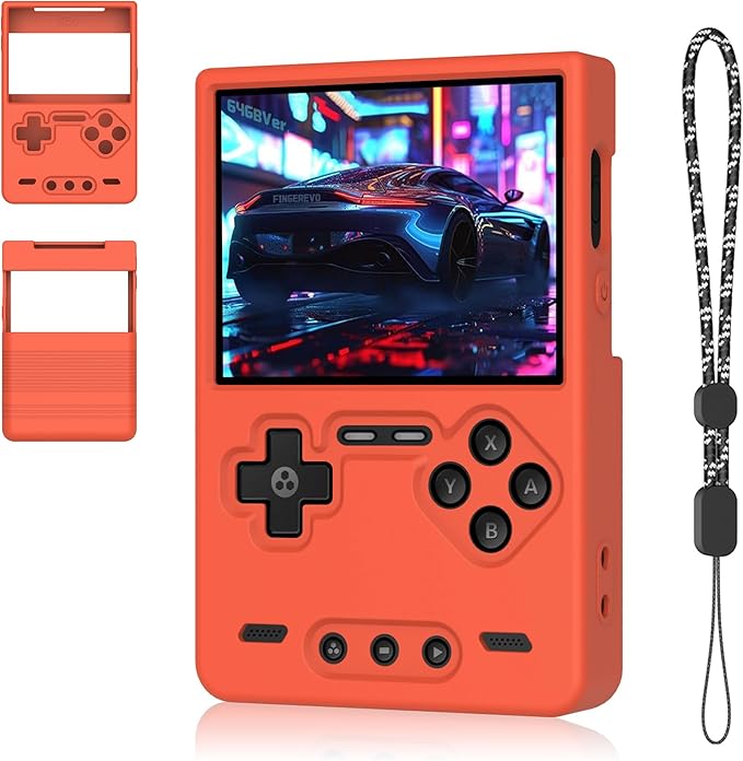 Silicone Case for Trimui Brick, Anti-Slip, Shock Proof, Soft Protective Case for Trimui Brick Handheld Game Console with Lanyard - Red