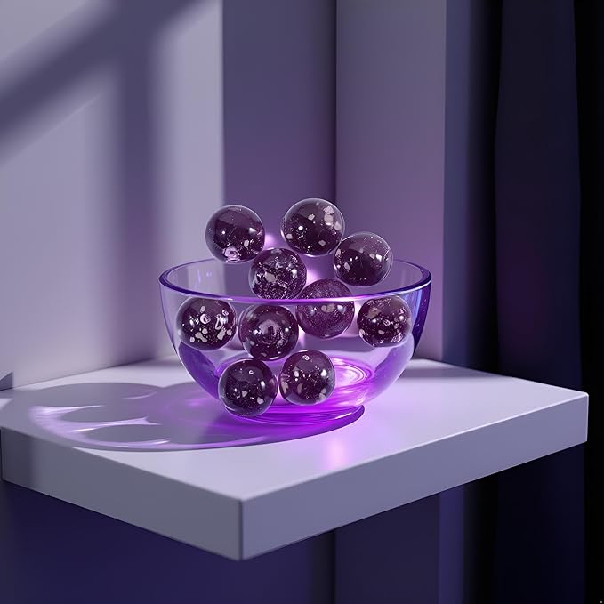 10Pcs Glass Marbles Glow in The Dark Multi-Color Luminous Marbles Marble Games and DIY Home Decoration Marble Runs Learning and Education (0.47 inch) (Purple)
