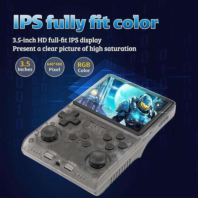 R40S Pro+ Handheld Game Console, 30000 in 1 Games Mini Retro Video Console, 3.5-Inch IPS Screen,256GB TF Memory Memory,Built in 45+ Emulators,3800mAh Battery (Transparent Black 256G)