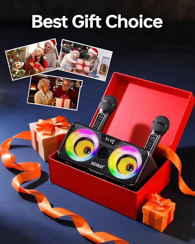 217 Bluetooth Karaoke Machine for Adult Kid with Storage and Charging Station, Powerful Karaoke System, 12H Playtime, Rechargeable Wirless Microphone, Support USB/AUX Indoor Outdoor