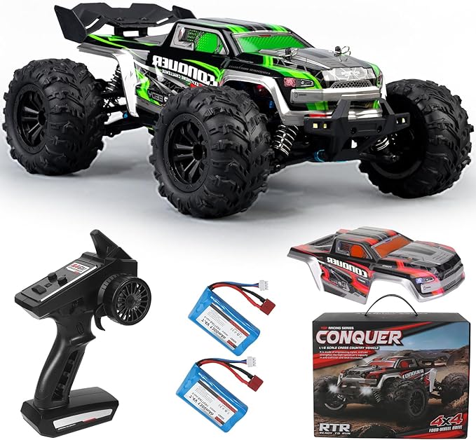 1:16 Scale High-Speed 4WD RC Car, 25 MPH Off-Road Remote Control Truck for Adults & Teens - All Terrain Electric Vehicle with 2 Rechargeable Batteries & 2.4GHz Radio - Gift Idea for Boys and Men