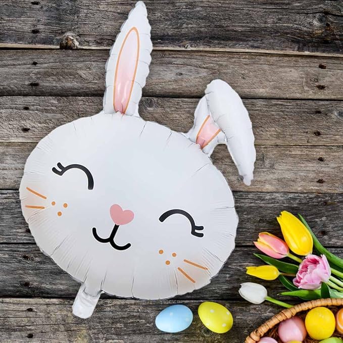 Bunny Balloons Easter Balloons Rabbit Head Foil Balloon for Easter Themed Party Bunny Birthday Supplies Decorations Party Sets-5 PCS