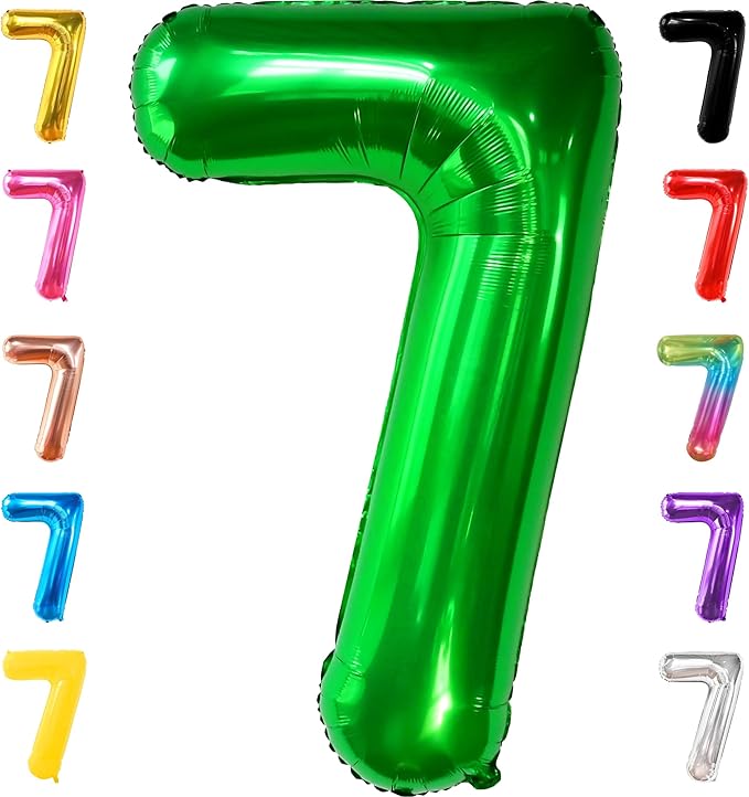 KatchOn, Giant Dark Green Number 7 Balloon - 40 Inch | 7th Birthday Balloon for Happy Birthday Decorations | Seven Balloons Number For 7th Anniversary Decorations | 7th Birthday Party Supplies