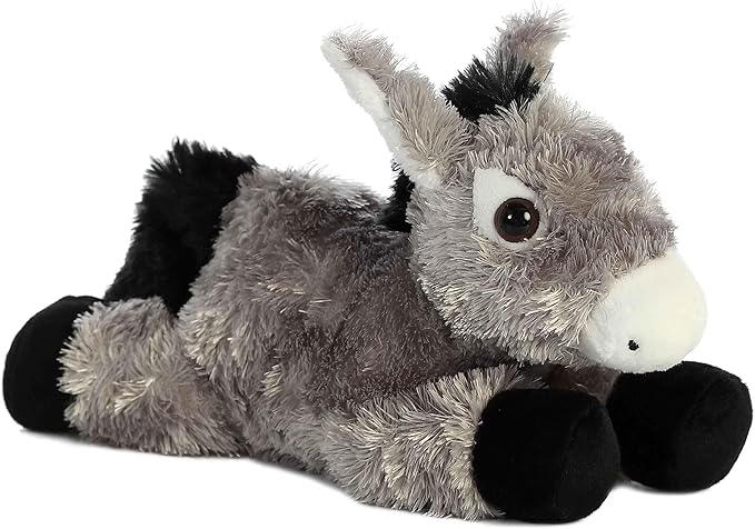 Aurora® Adorable Mini Flopsie™ Donkey Stuffed Animal - Mini Companions Ready for Playful Adventures - for Kids All Ages, Toddlers, Adults, and Families - Gray 8 Inches