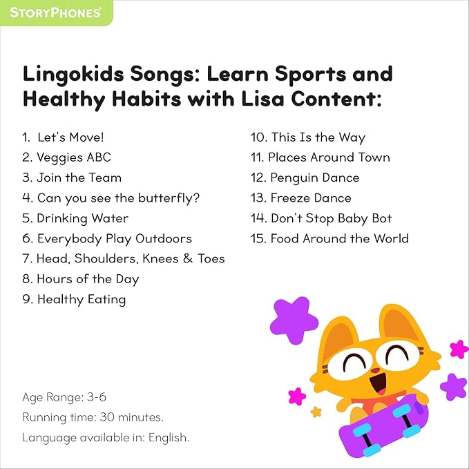 StoryShield, Lingokids Screen-Free Audio Storytelling Disk, Stay Active and Learn Healthy Habits with Lisa