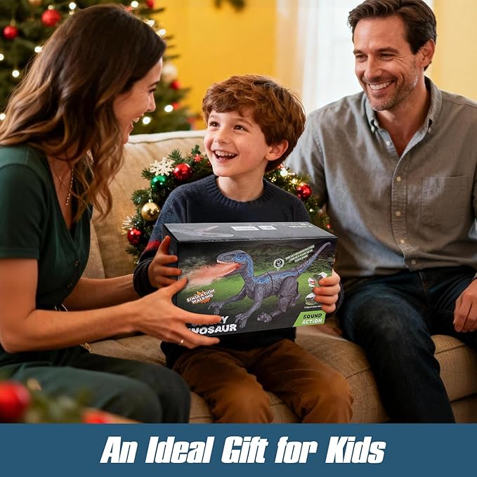 GIAT Remote Control Dinosaur - Birthday Gift for Boys 6 7 8 9 10 11 12 Years Old - Realistic Walking Dino Toy for Kids Ages 6-8 10-12, Electronic Dinosaur with Light, Roaring, Spray