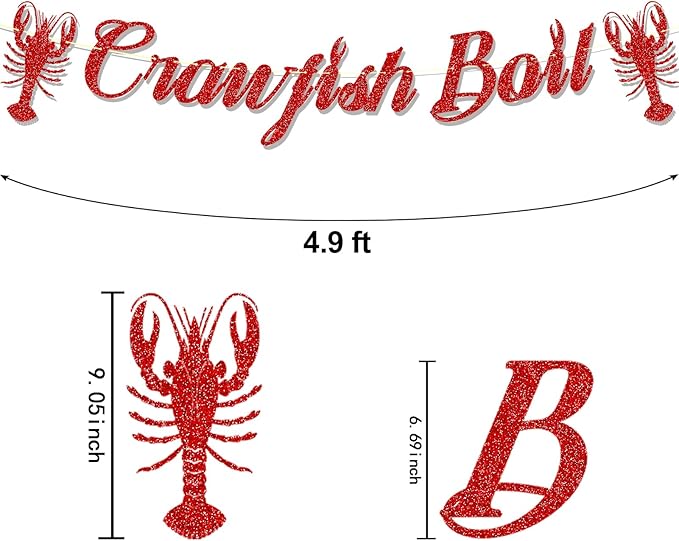 Glitter Crawfish Boil Party Decorations Lobster Boil Themed Birthday Banner Crawfish Boil Party Supplies