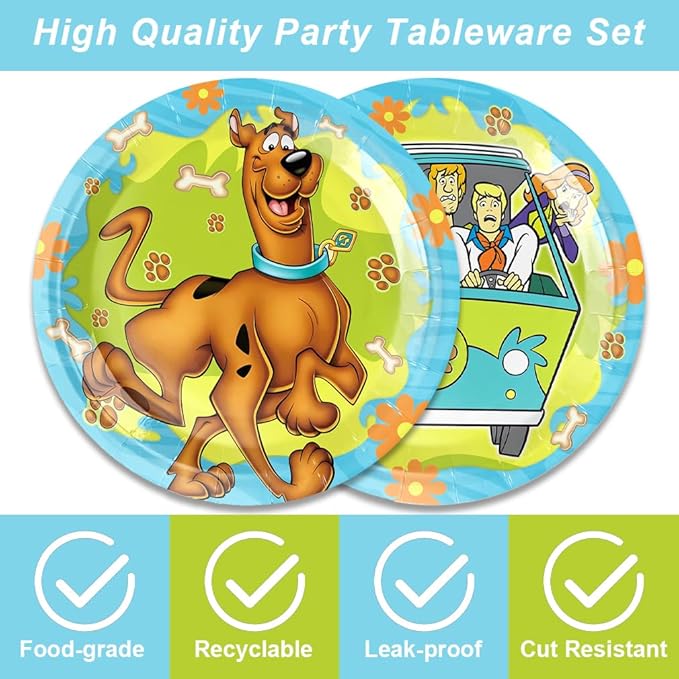 40PACK Scooby Party Supplies include 20 plates, 20 napkins for the Scooby birthday party decoration