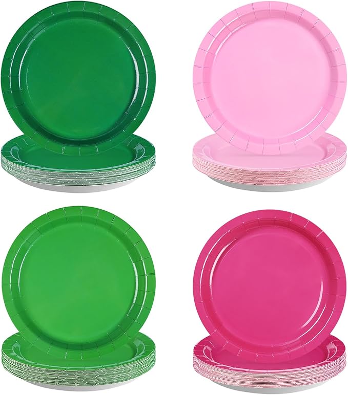 Grencian 60 Pcs Pink and Green Witch Party Decorations Witch Birthday Party Plates Disposable Pink and Green Paper Plates for Valentine’s Day Birthday Bridal Witch Princess Movie Theme Decorations